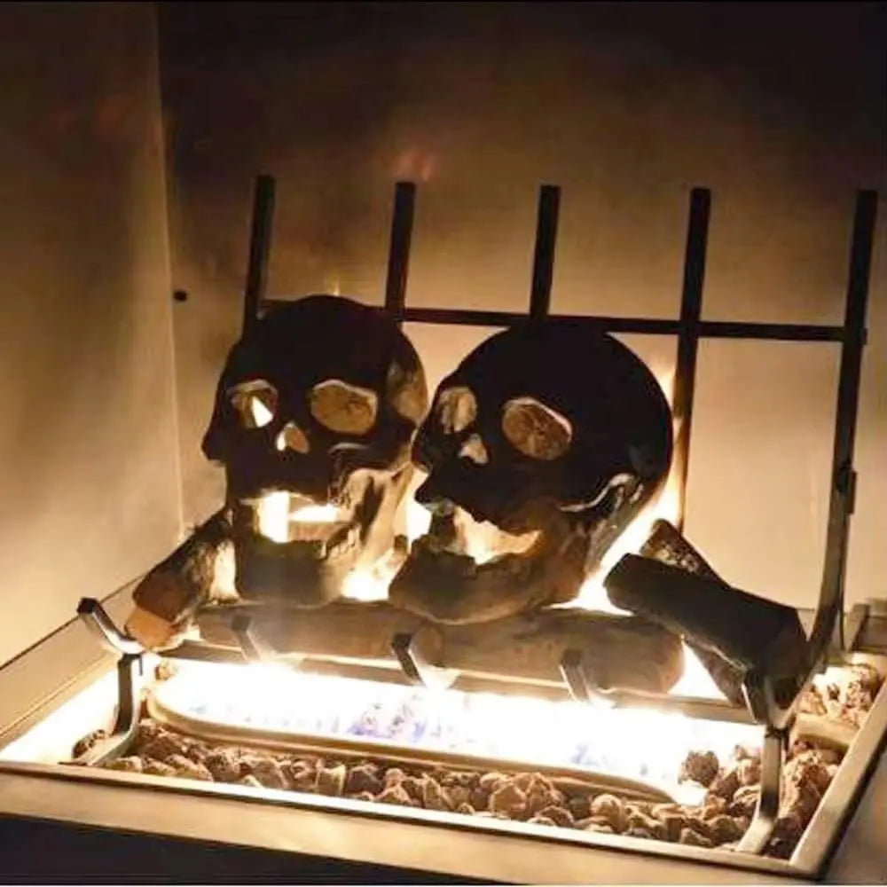Reusable Firepit Skull Decoration โ Fireproof Ceramic Skull for Fire Pits & Grills | Halloween Stove & Grill Skull Ornament