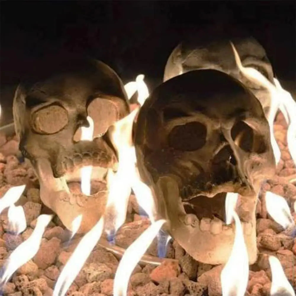 Reusable Firepit Skull Decoration โ Fireproof Ceramic Skull for Fire Pits & Grills | Halloween Stove & Grill Skull Ornament