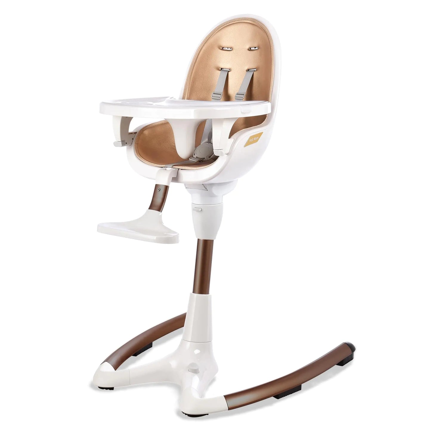 Hot Mom New Baby High Chair Adjustable Seat Height&Angle Eating Chair with Foot RestEat&Grow Covertible for Toddlers Kids or AdultRemovable TrayPU Leather Cushion2024 (White)