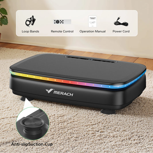 MERACH Vibration Plate with 7-Color LED Light | Interactive Fitness Platform | Calvei