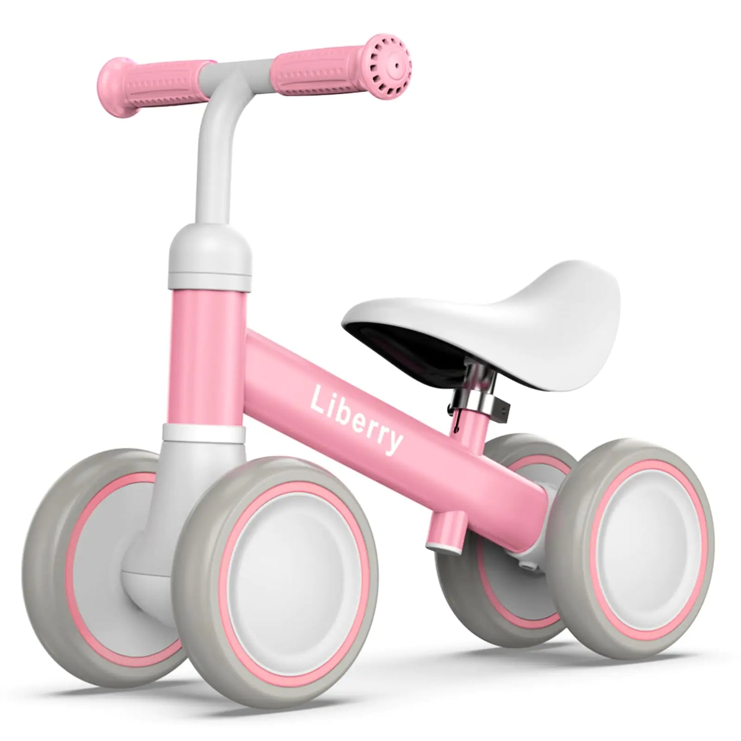 Liberry Baby Balance Bike for 1 Year Old Girls 4 Wheels Toddler Balance Bike with Adjustable Seat 12-36 Months Infants First Birthday Gift (Pink)
