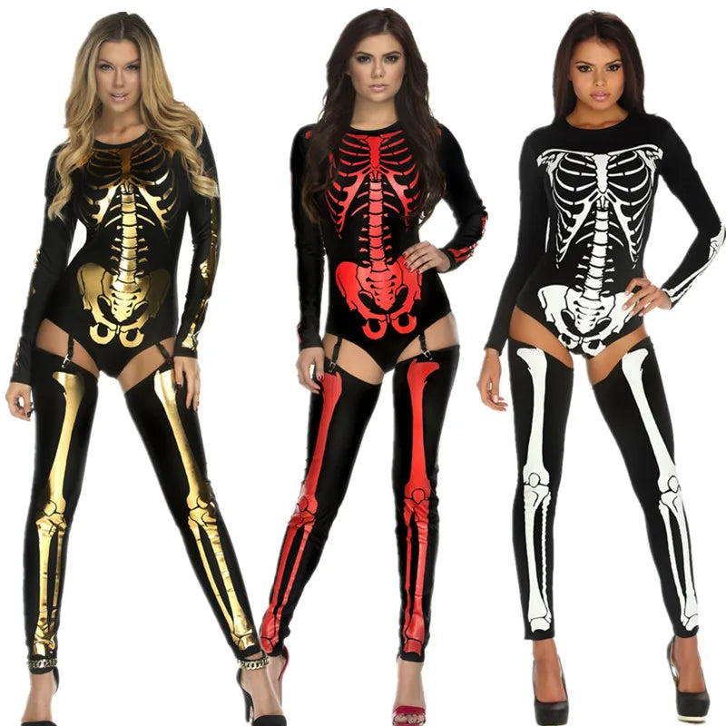 Halloween Cosplay Costume Skull Zombie Uniform Skeleton