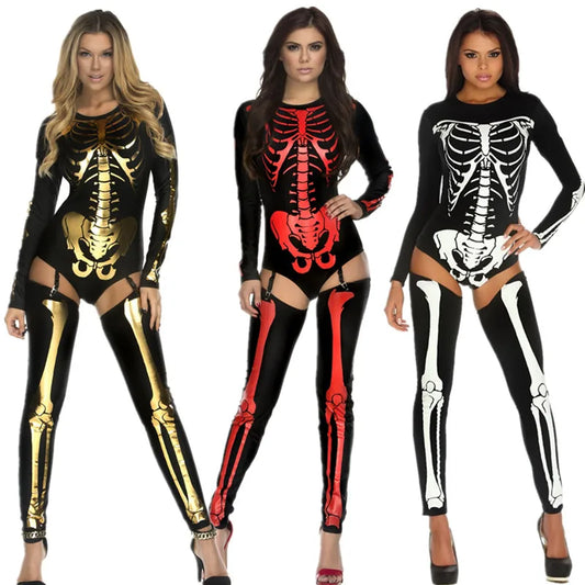 Halloween Cosplay Costume Skull Zombie Uniform Skeleton