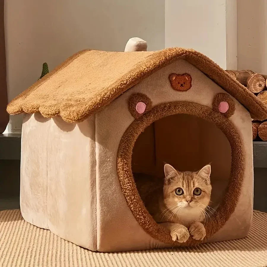 Foldable Cozy Pet Bed House