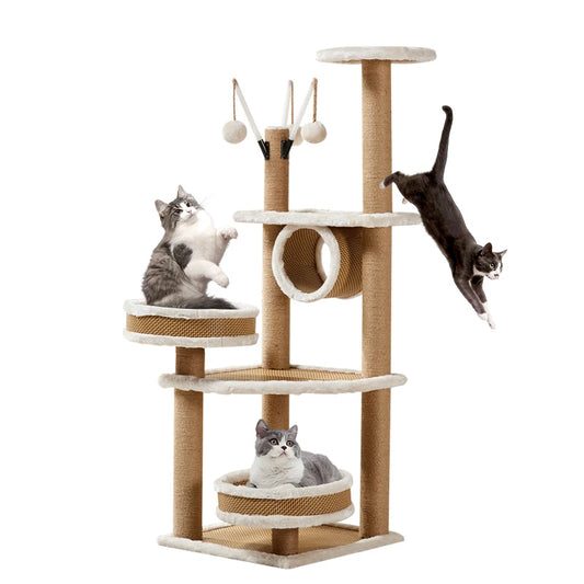 YXT Cat Tree Pet Scratch Board Sisal Scratching Post  Tower 3 Layers With Balls