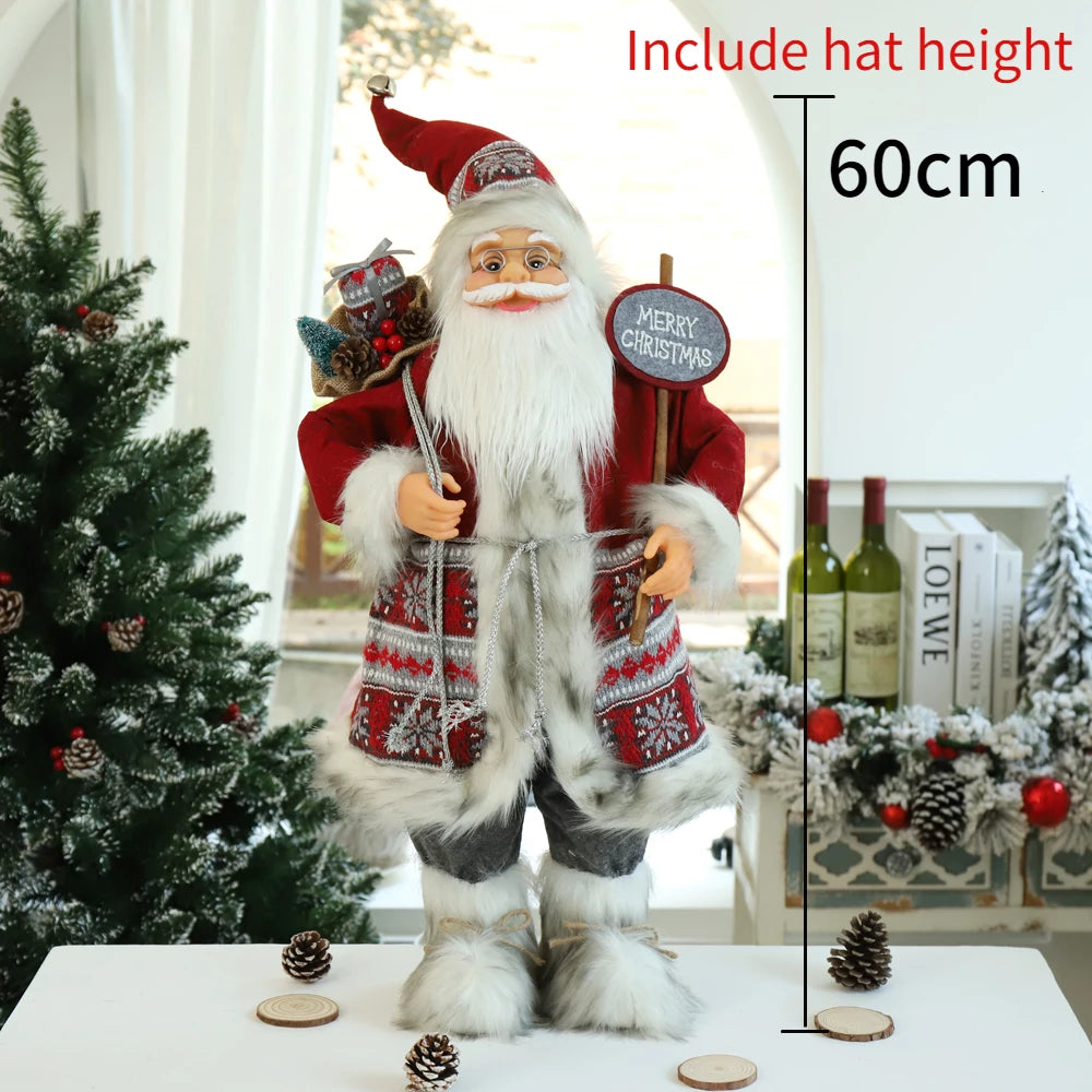 60cm Big Santa Claus Doll Christmas Doll New Year 2024 Gift Merry Christmas Decorations for Home Ornaments Natal Navidad 2023