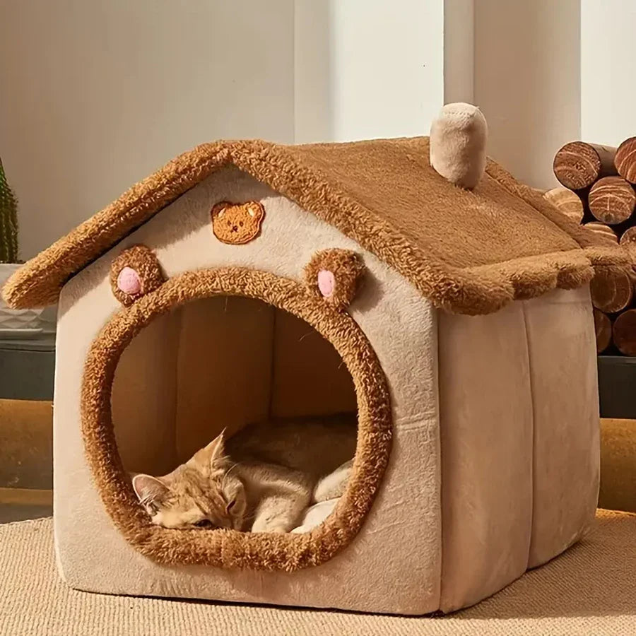 Foldable Cozy Pet Bed House