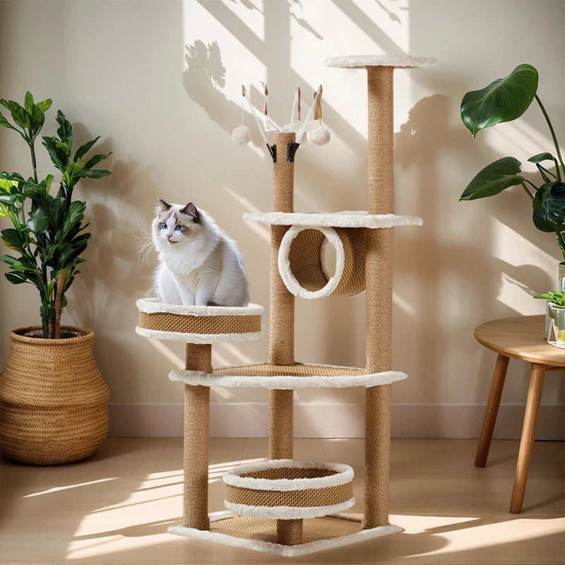YXT Cat Tree Pet Scratch Board Sisal Scratching Post  Tower 3 Layers With Balls