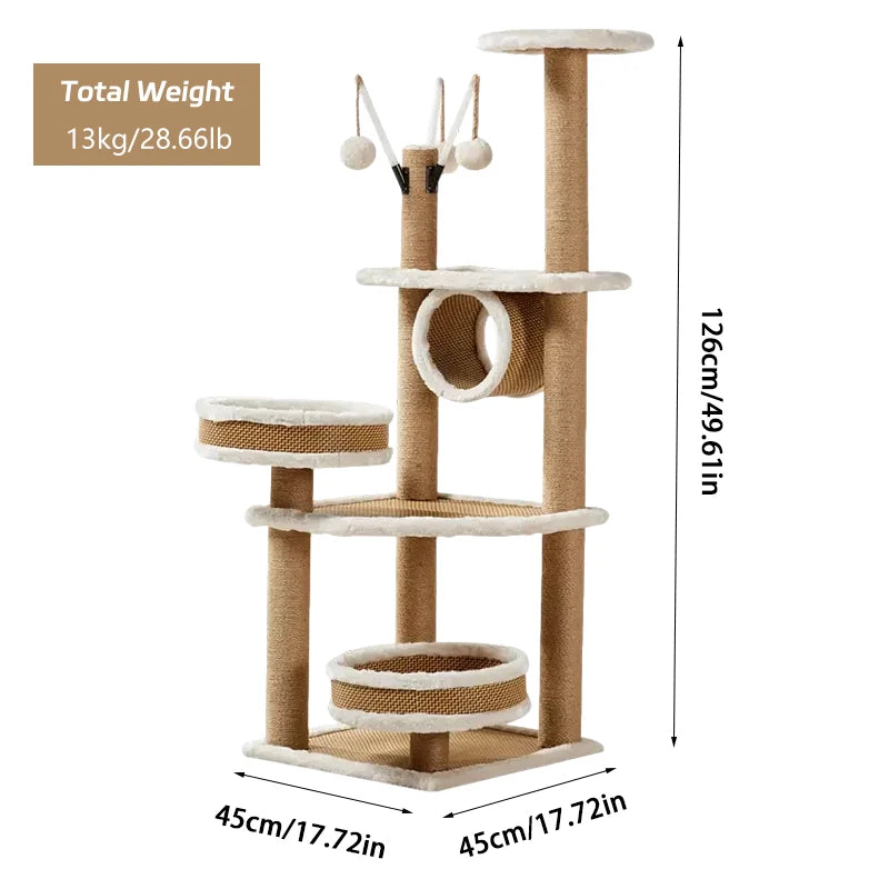 YXT Cat Tree Pet Scratch Board Sisal Scratching Post  Tower 3 Layers With Balls