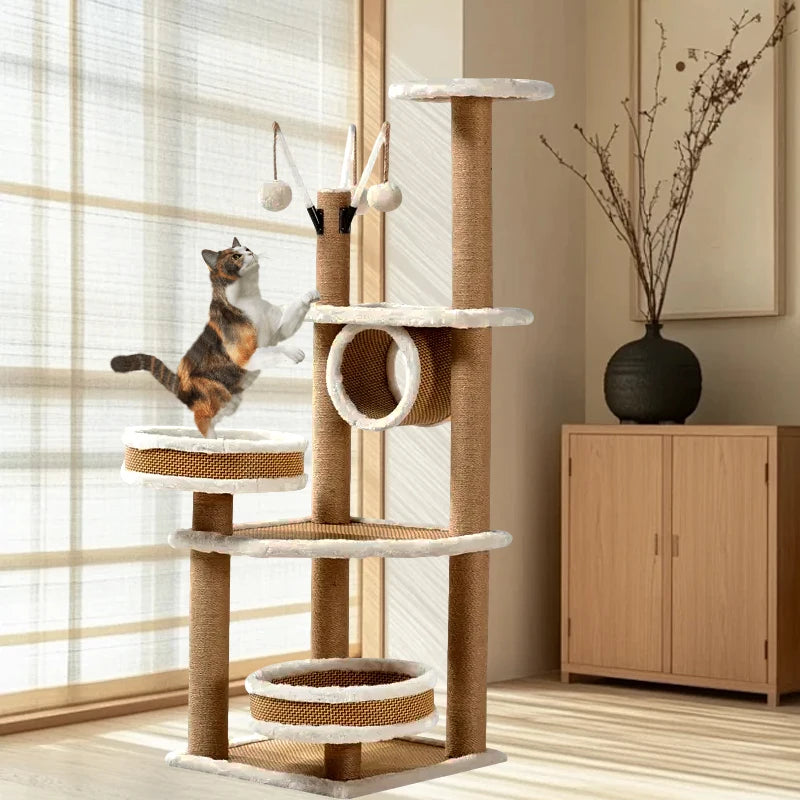 YXT Cat Tree Pet Scratch Board Sisal Scratching Post  Tower 3 Layers With Balls
