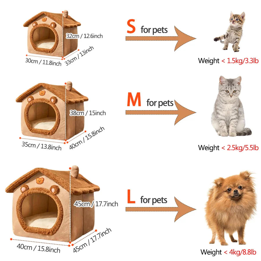 Foldable Cozy Pet Bed House