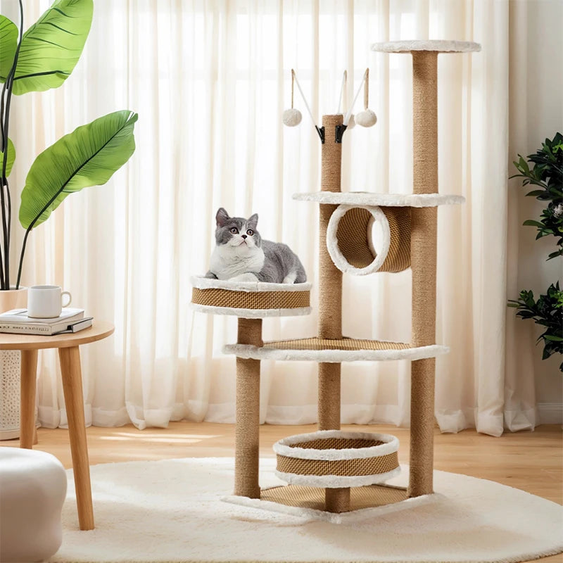YXT Cat Tree Pet Scratch Board Sisal Scratching Post  Tower 3 Layers With Balls